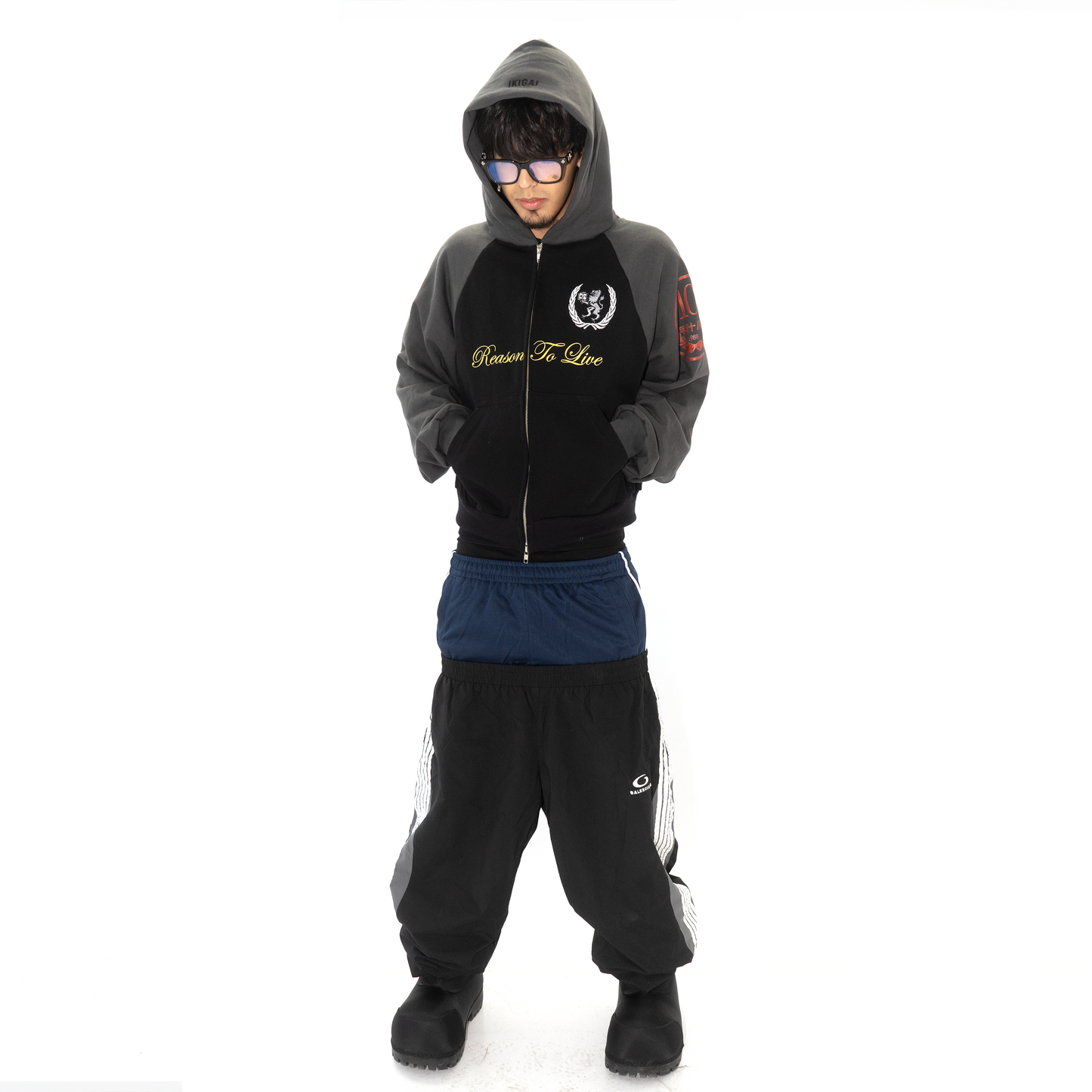 DROP 11 HOODIE RTL ZIP UP NEGRO / GRIS