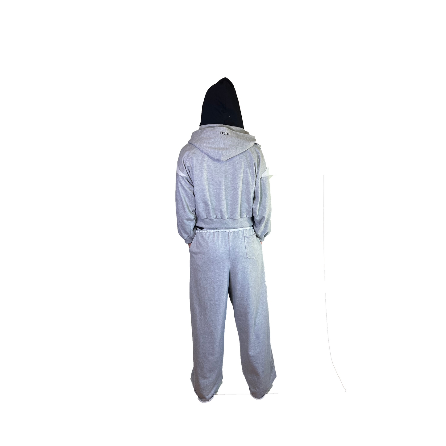 DROP X HOODIE ZIP UP DOBLE GORRO- GRIS MELANGE