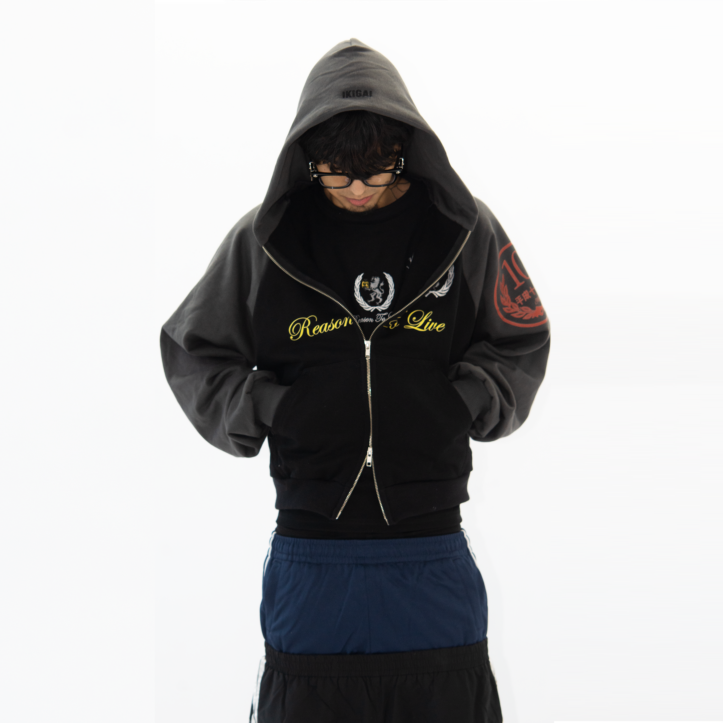 DROP 11 HOODIE RTL ZIP UP NEGRO / GRIS
