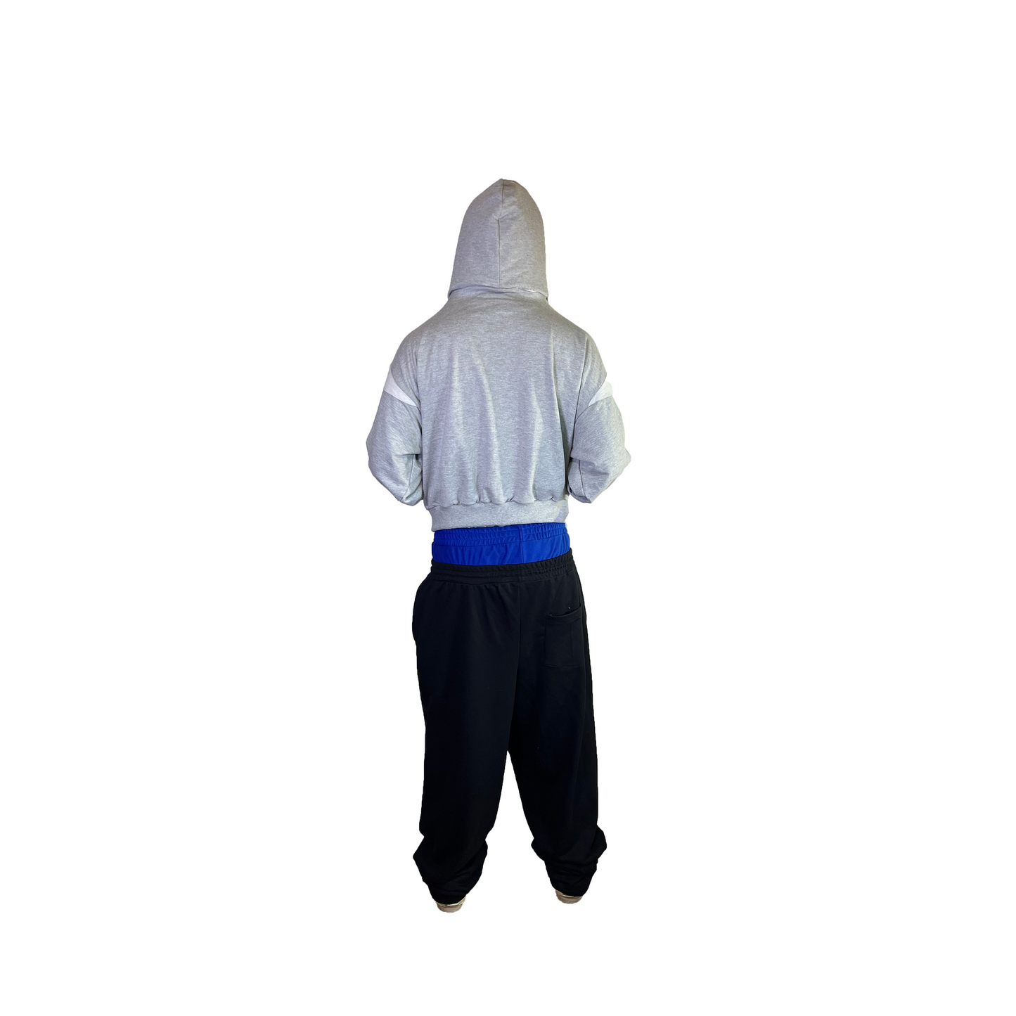 DROP X HOODIE ZIP UP DOBLE GORRO- GRIS MELANGE