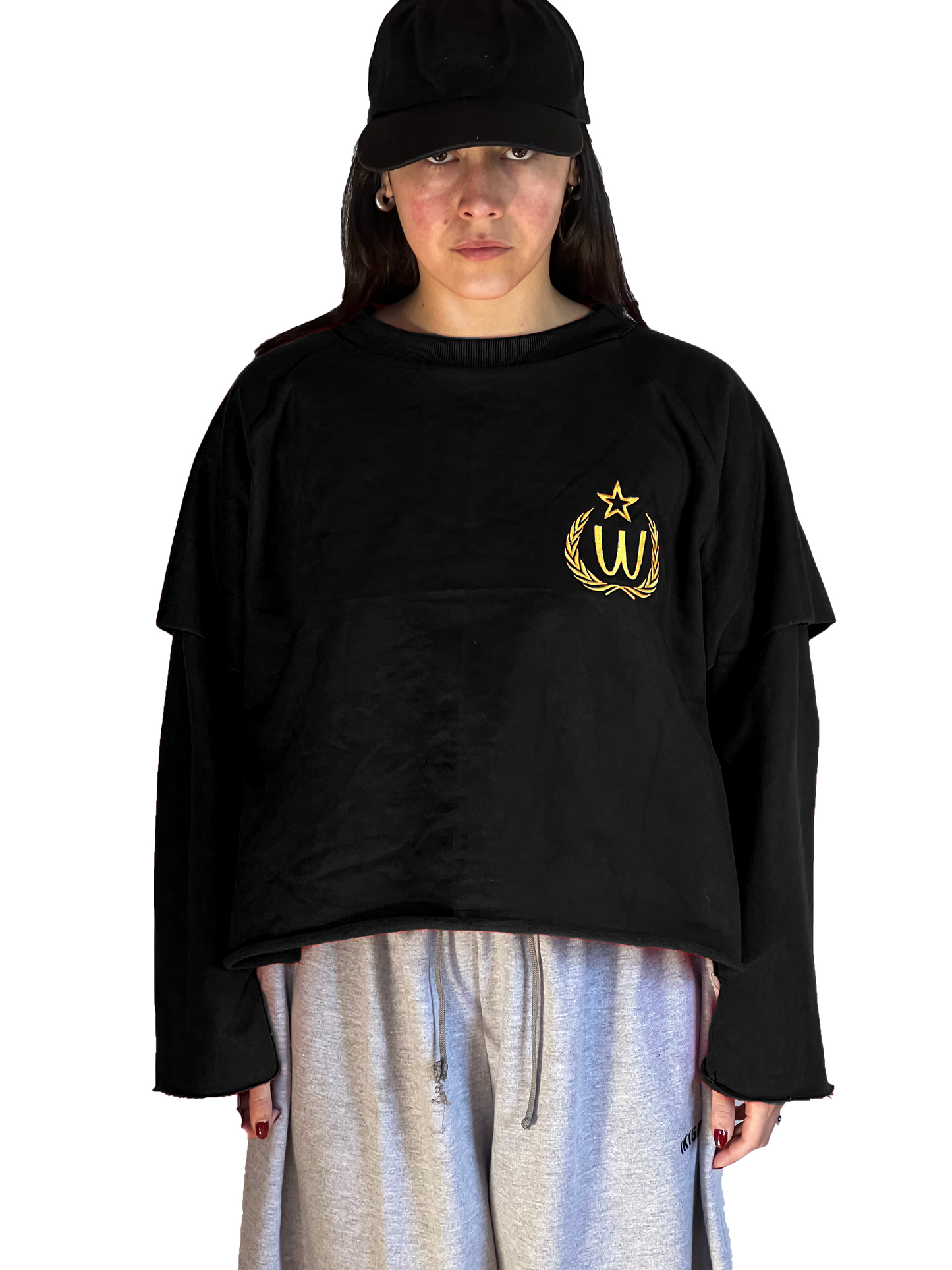 CREWNECK RECONSTRUIDO "W" - NEGRO