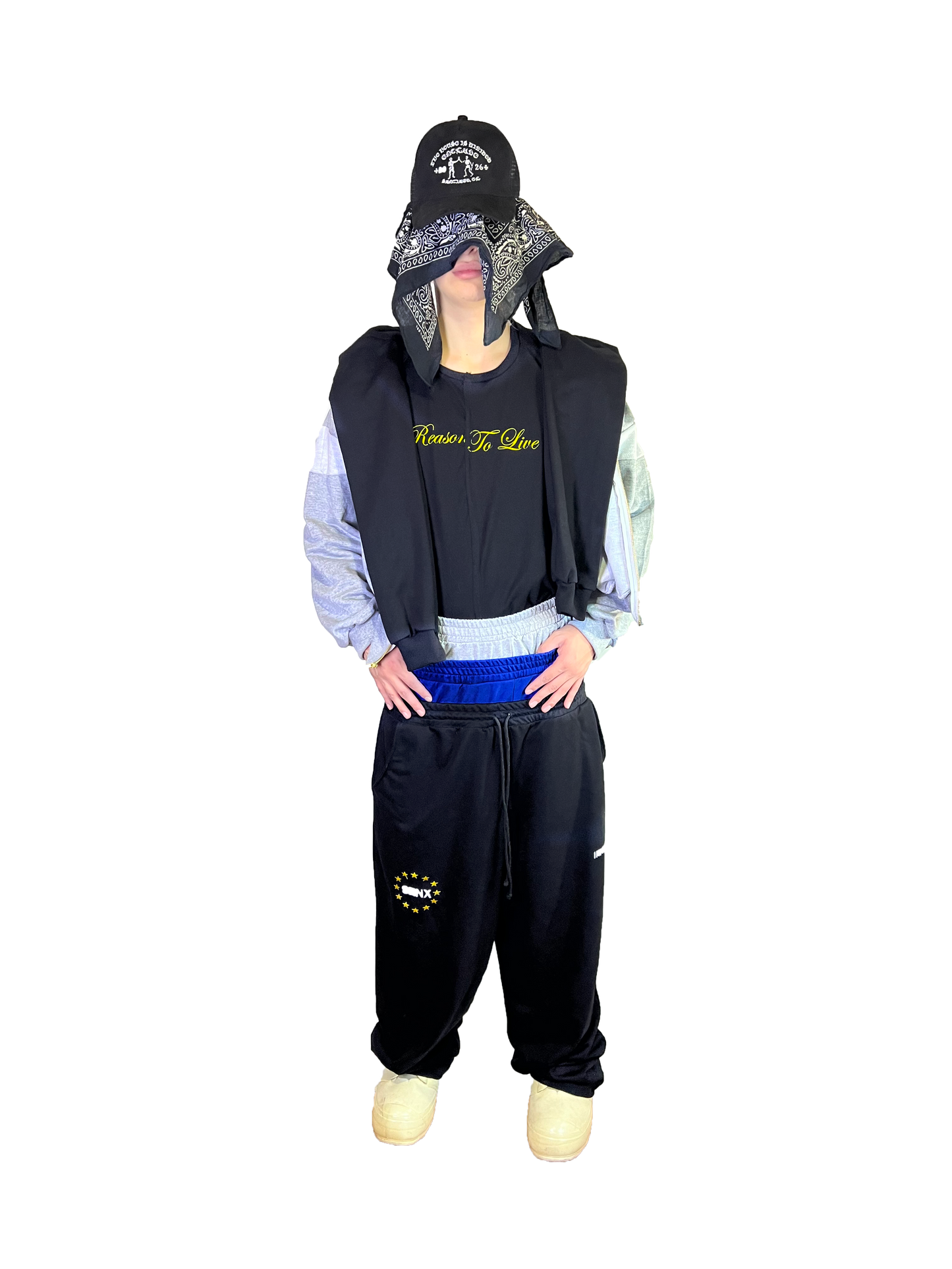 DROP X HOODIE ZIP UP DOBLE GORRO- GRIS MELANGE