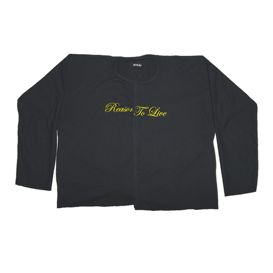 DROP X TSHIRT MANGA LARGA IKIGAI REASON TO LIVE  - NEGRO