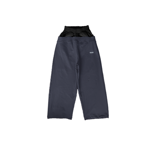 PANTALON DE BUZO BAGGY GRIS NEGRO